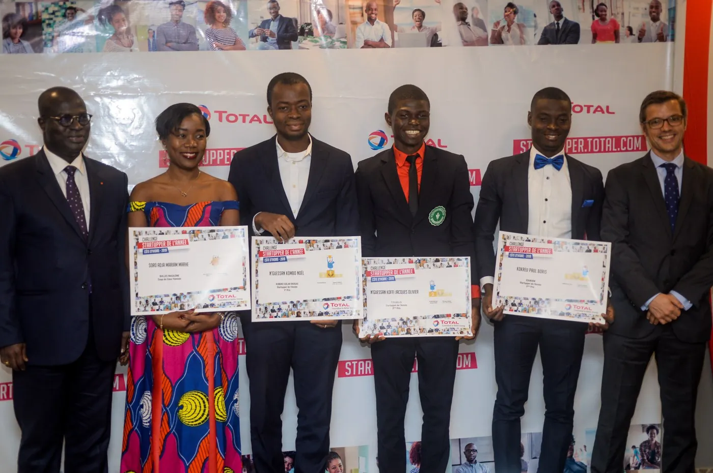 Lauréats du Challenge Startupper lors de la cérémonie au Pullman à Abidjan